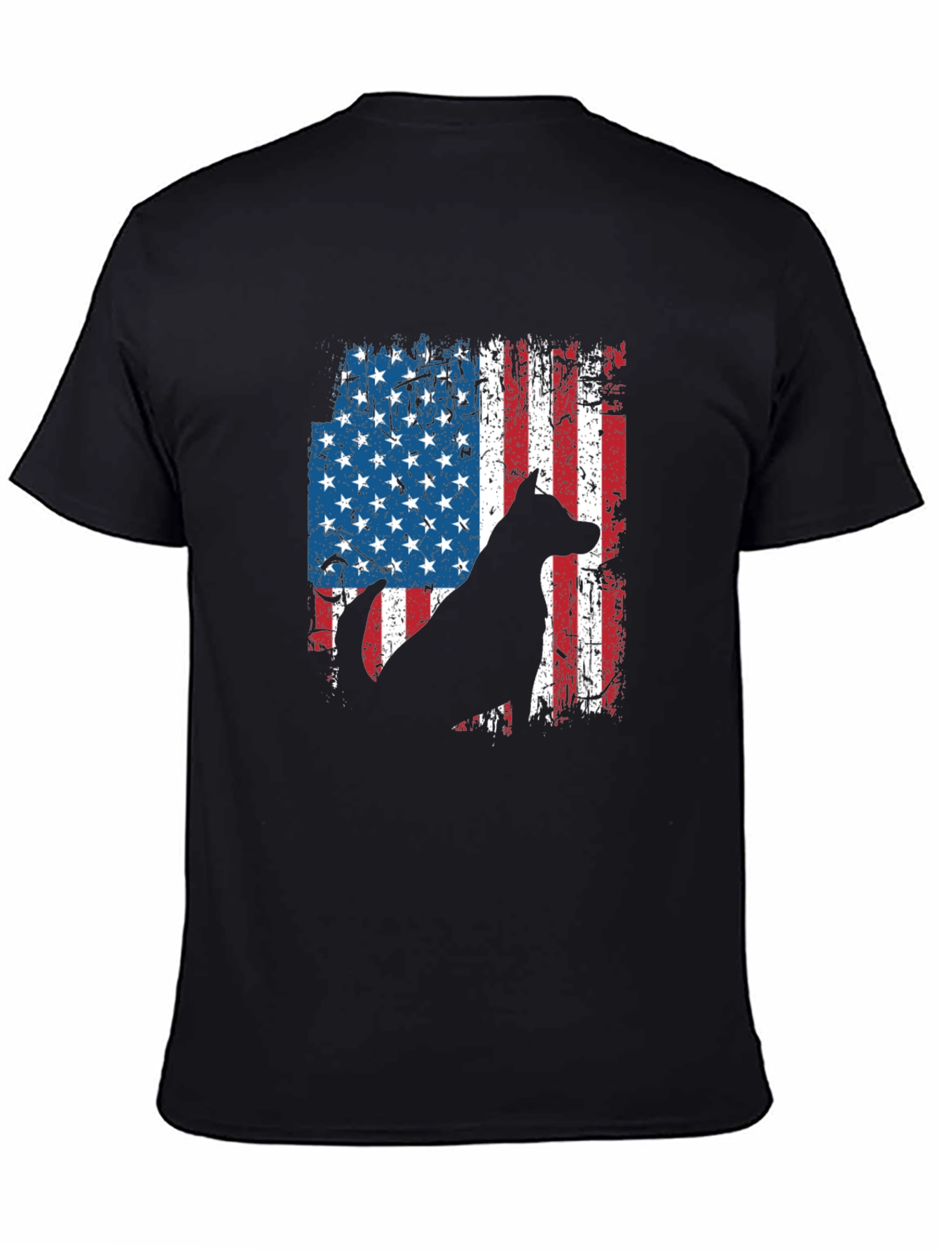 American Flag Dog Silhouette T-Shirt