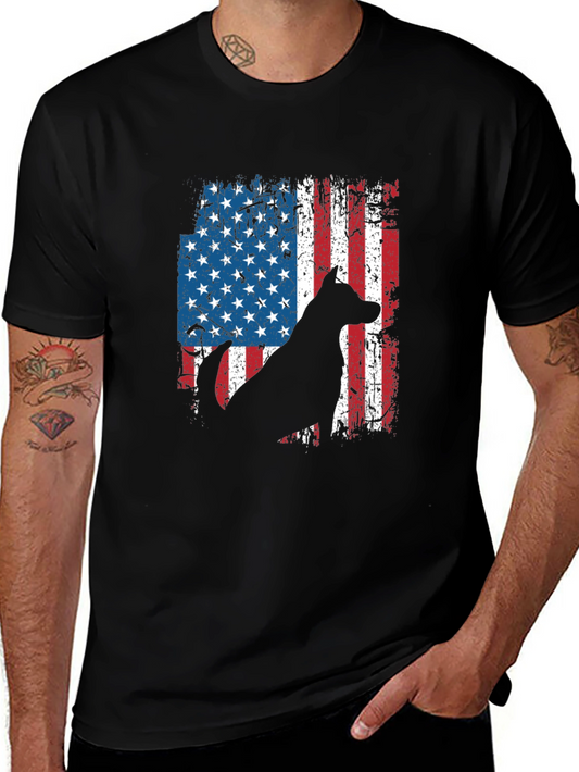 American Flag Dog Silhouette T-Shirt