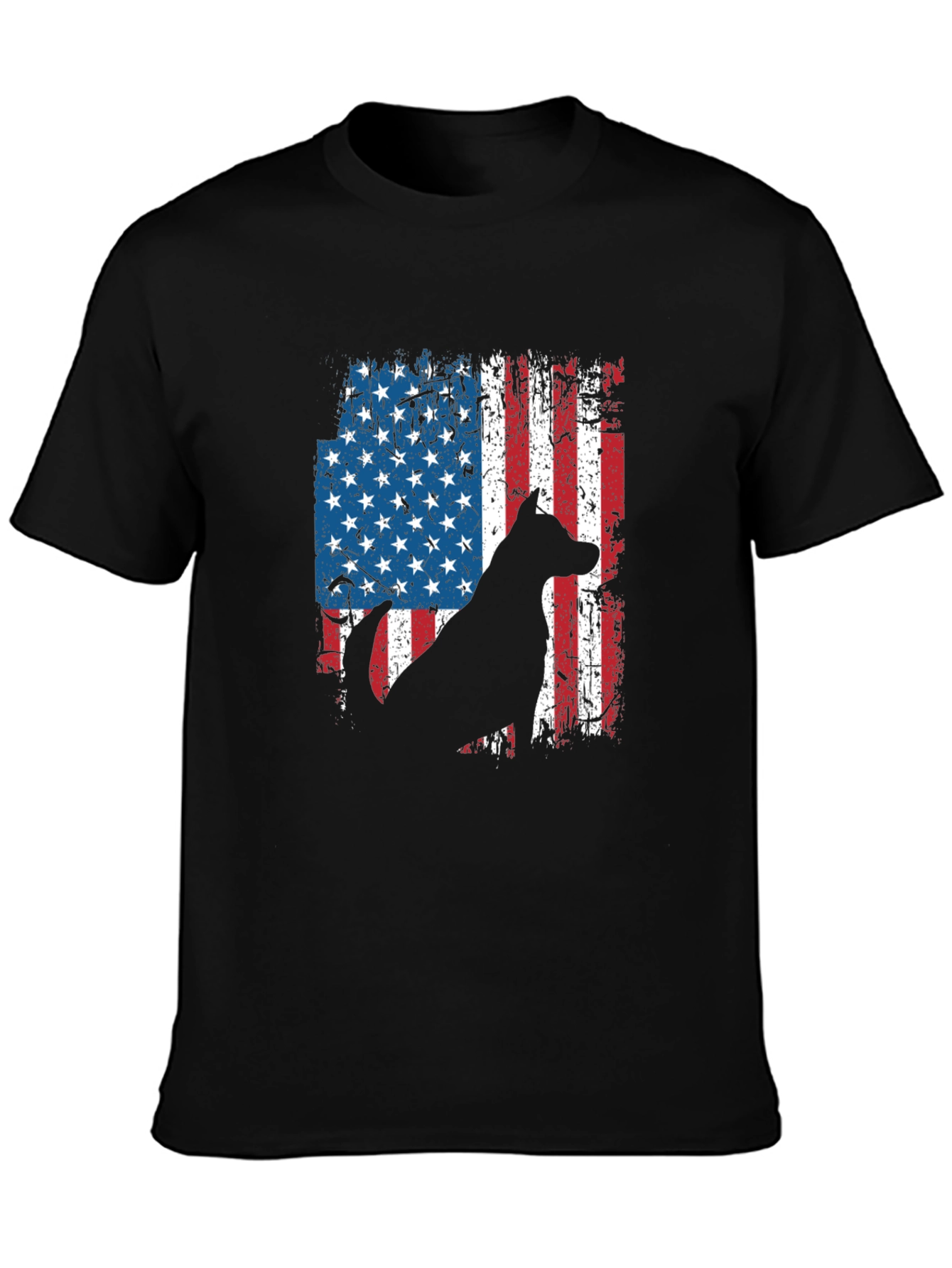 American Flag Dog Silhouette T-Shirt