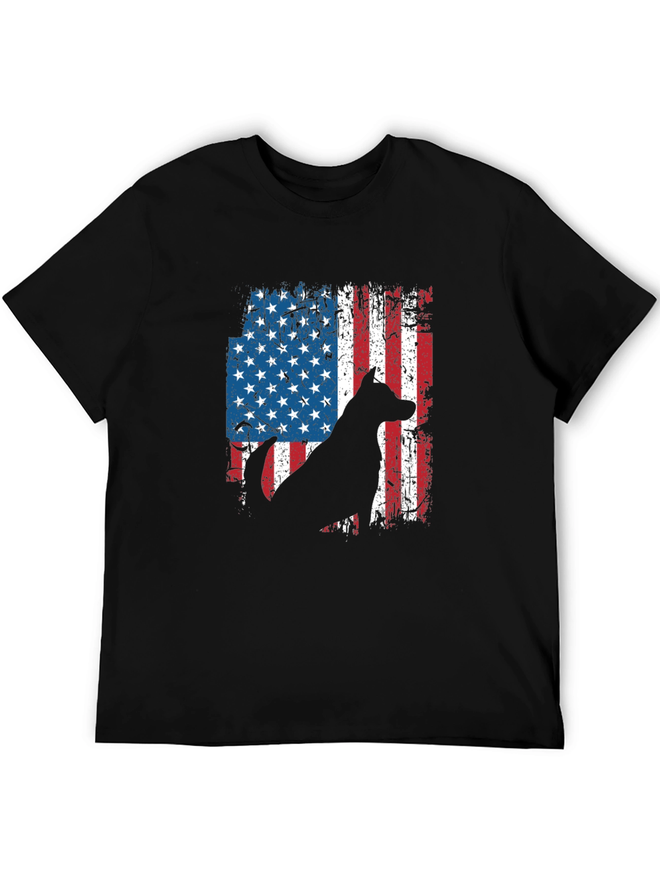 American Flag Dog Silhouette T-Shirt