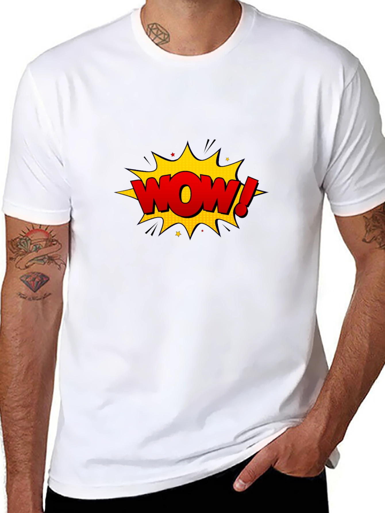 WOW Graphic T-Shirt - Comic Style Black Tee