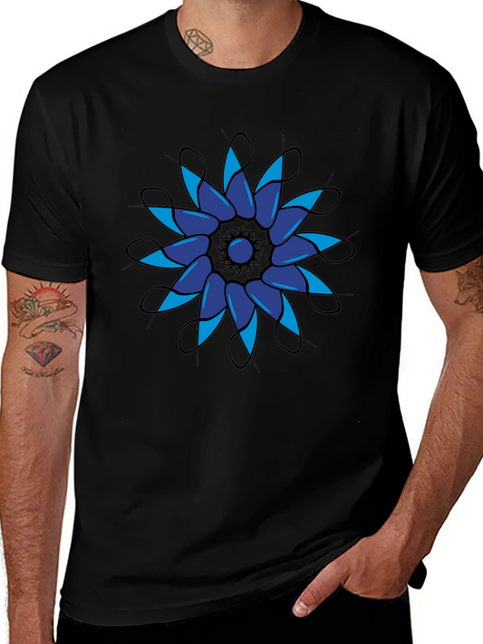 Abstract Flower Graphic Tee - Mens Black T-Shirt