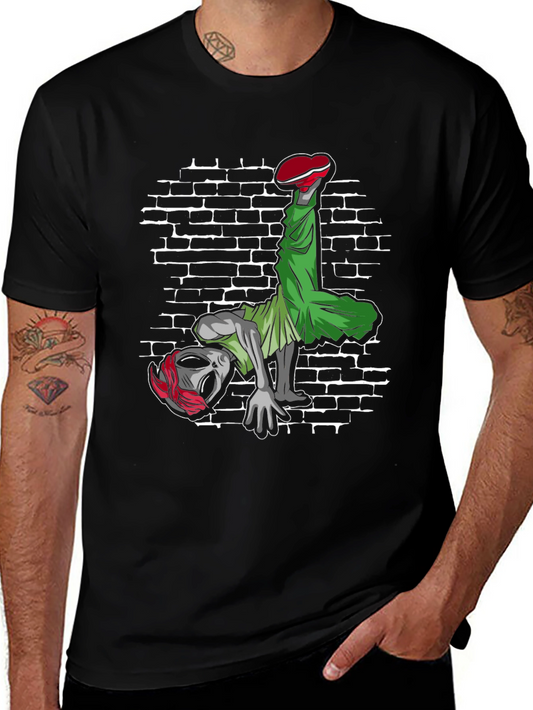 Alien Breakdancer Graphic Tee - Black