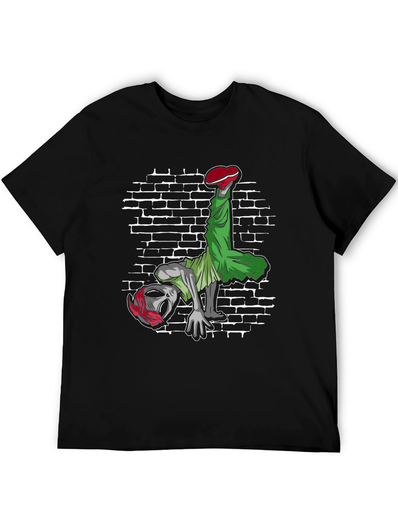 Alien Breakdancer Graphic Tee - Black