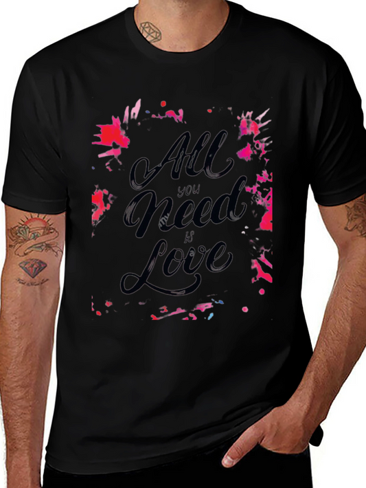 All You Need Is Love Graphic Print Black Tee