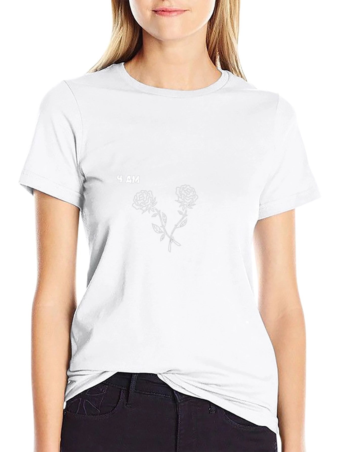4 AM Roses Graphic Print Black T-Shirt