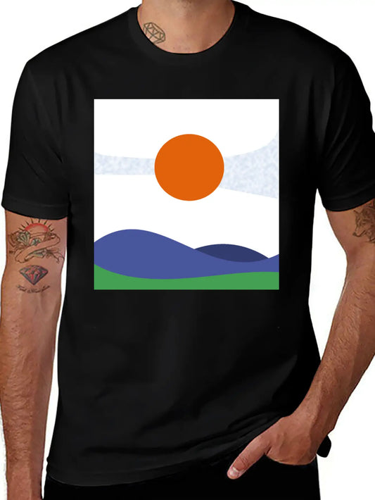 Abstract Landscape, Wall Art, Art Gift, Mountains Casual Graphic T-Shirt – Simple And Comfortable Daily Wear