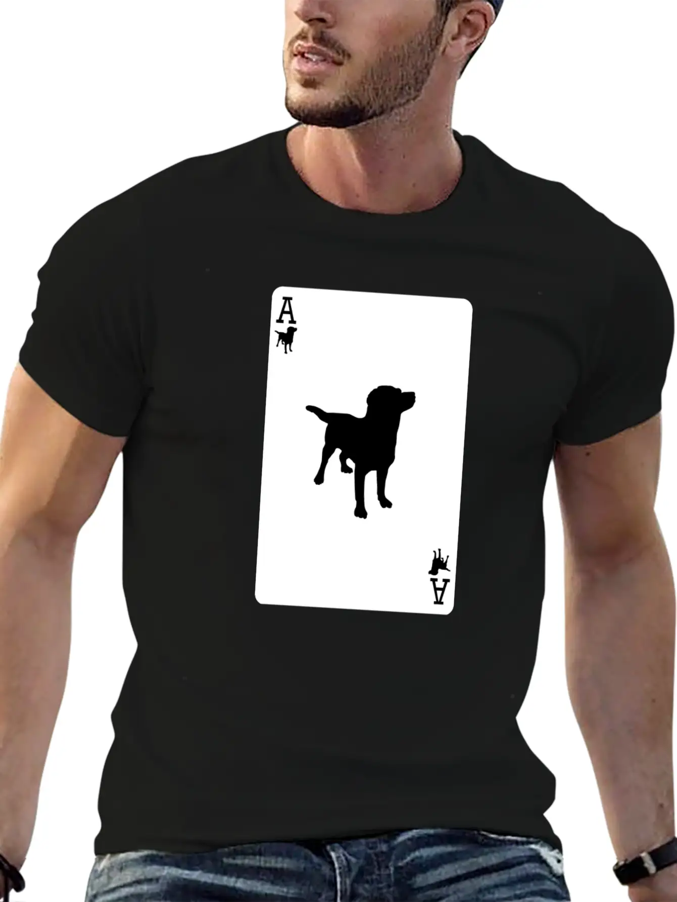 Ace Dog Black Card Casual Graphic T-Shirt – Simple And Comfortable Daily Wear