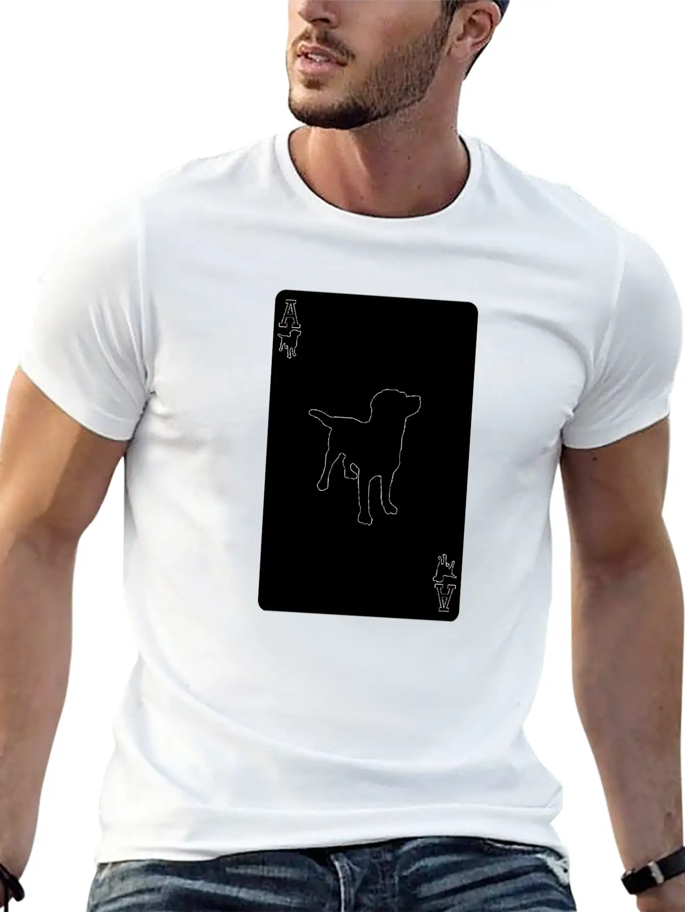 Ace Dog Black Card Casual Graphic T-Shirt – Simple And Comfortable Daily Wear