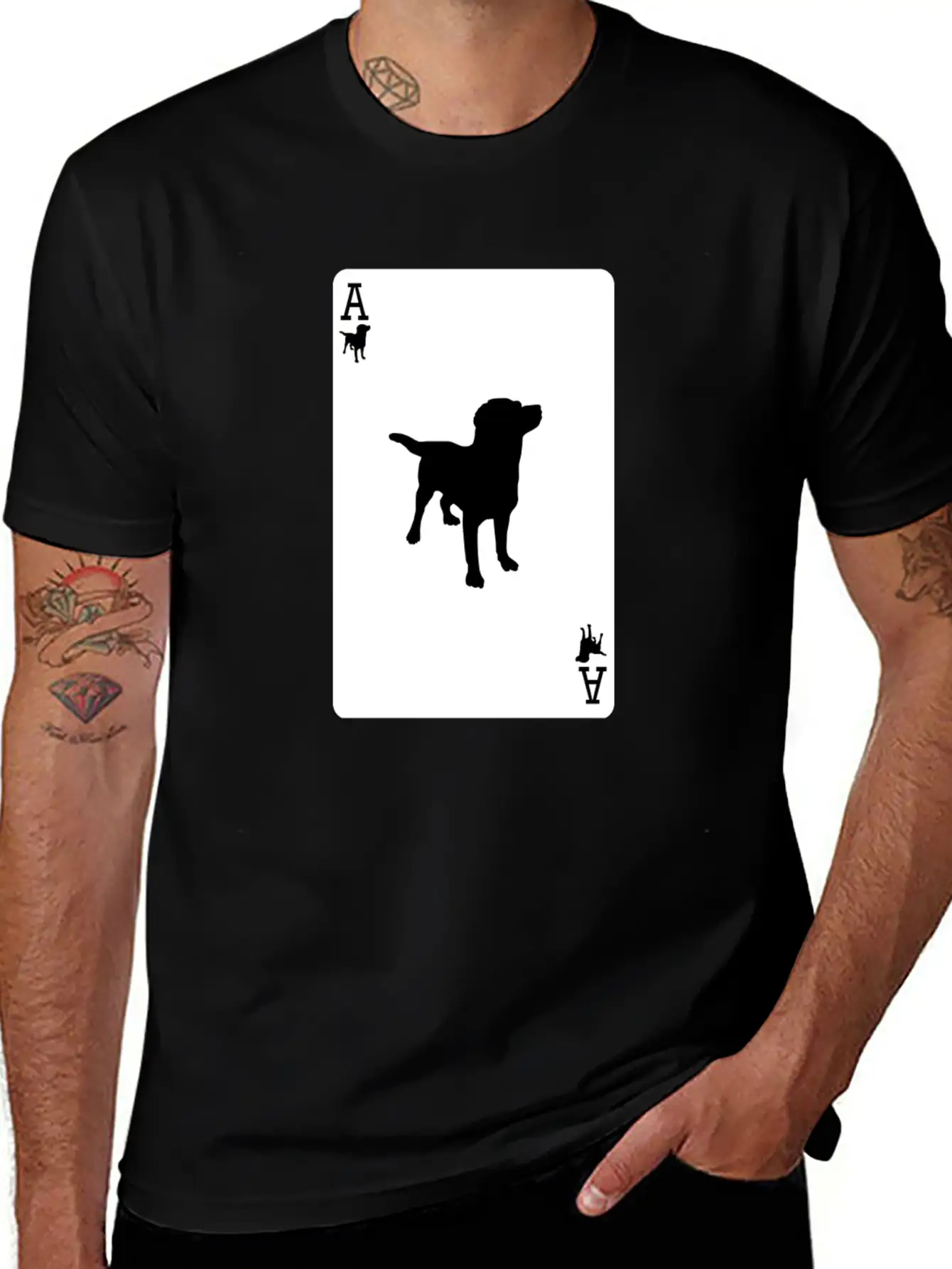 Ace Dog Black Card Casual Graphic T-Shirt – Simple And Comfortable Daily Wear