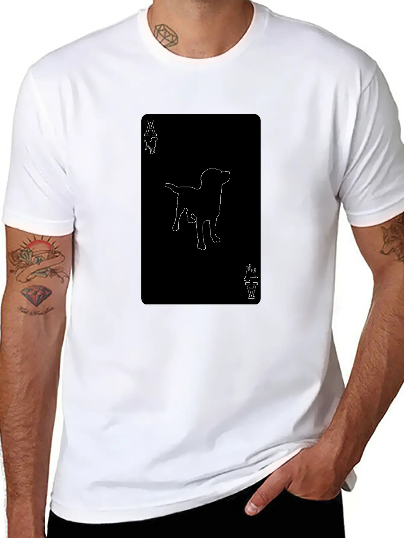 Ace Dog Black Card Casual Graphic T-Shirt – Simple And Comfortable Daily Wear
