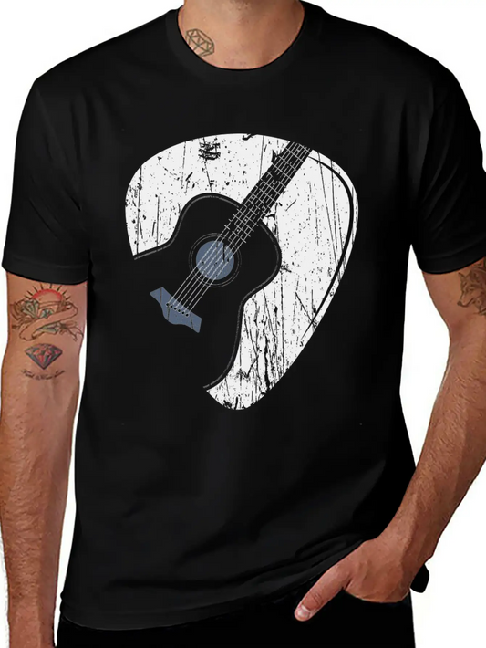 Acoustic Guitar Pick Country Musician Guitarist Casual Graphic T-Shirt – Simple And Comfortable Daily Wear