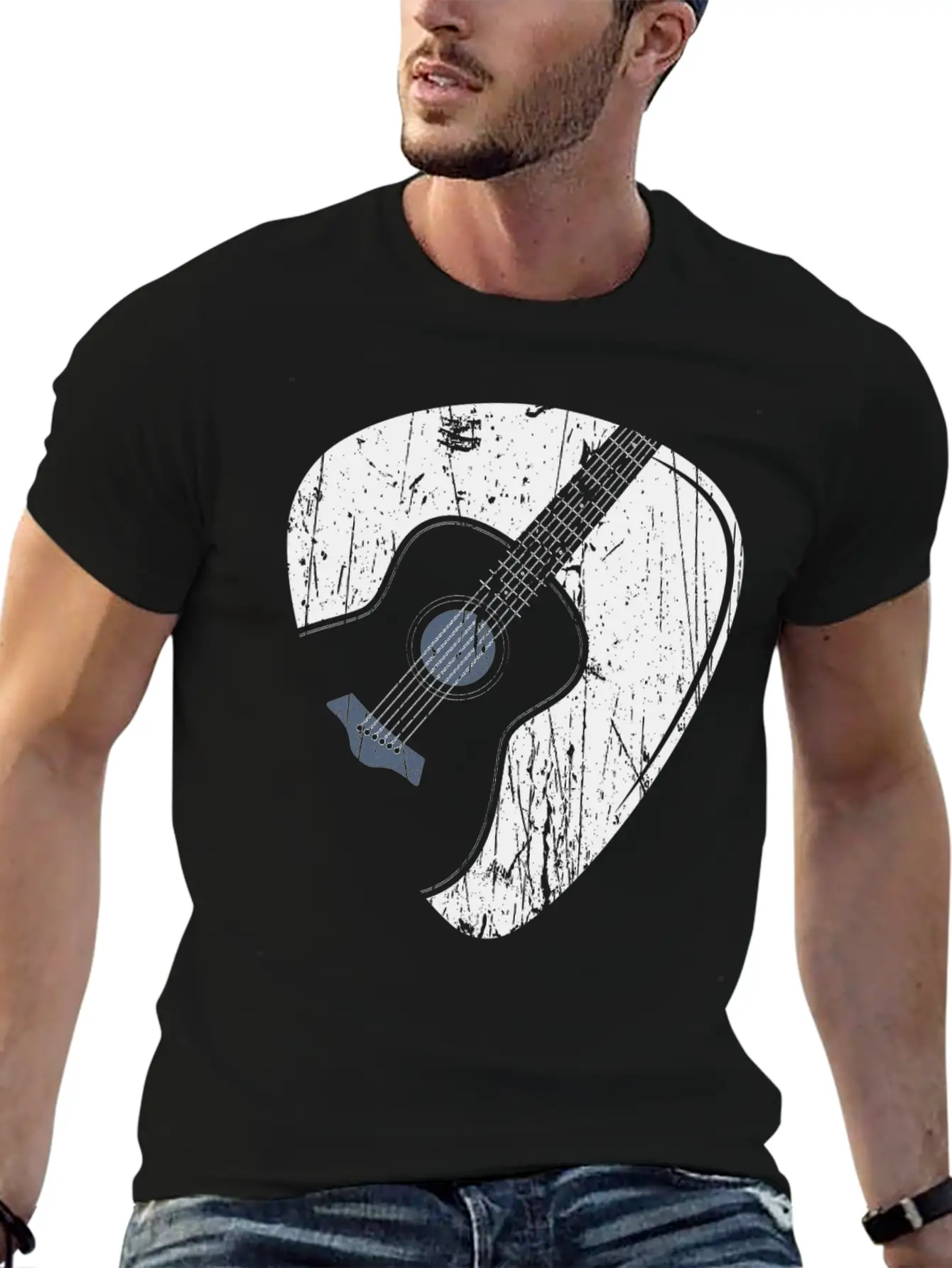Acoustic Guitar Pick Country Musician Guitarist Casual Graphic T-Shirt – Simple And Comfortable Daily Wear