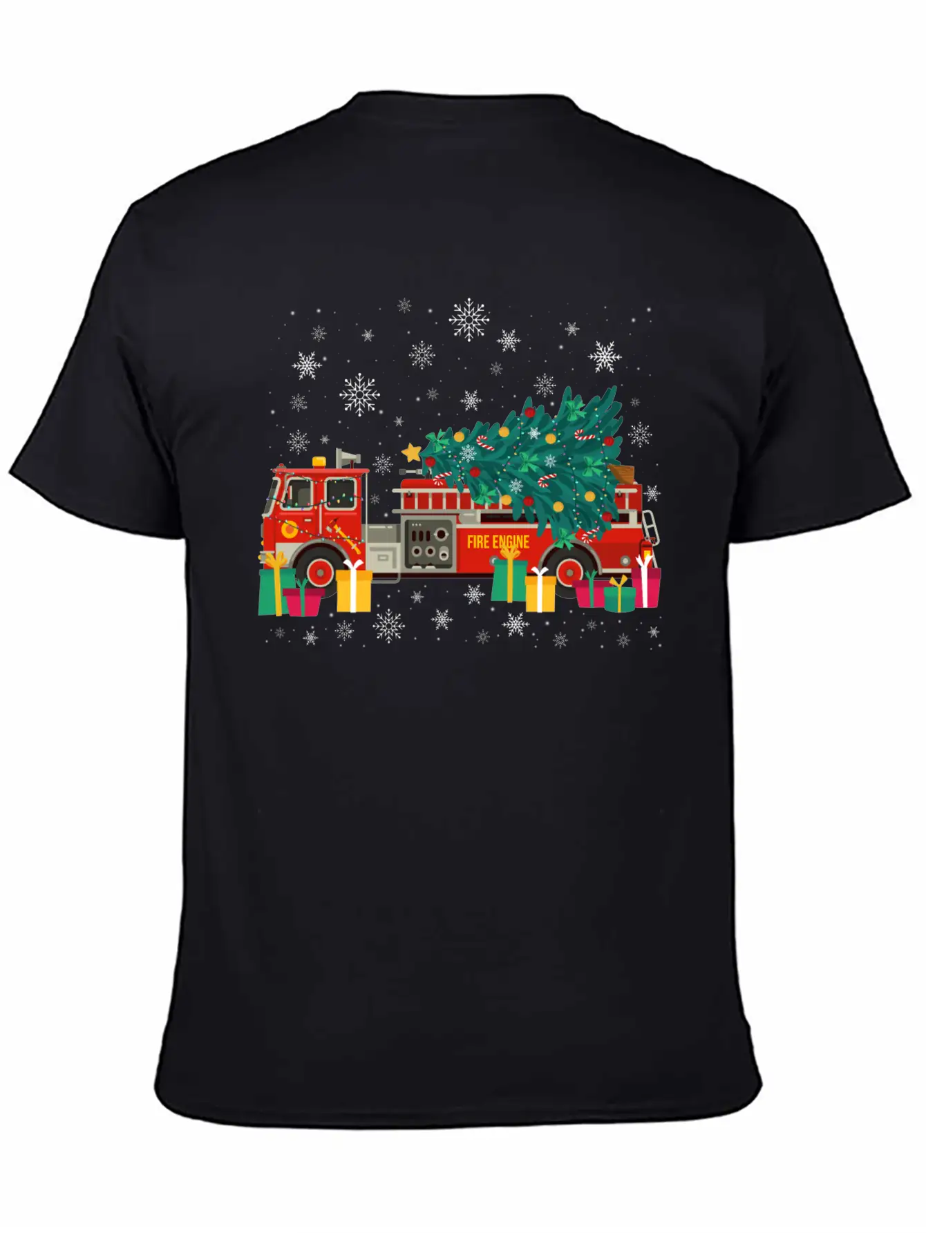 Ambulance Fire Truck Christmas Tree Timeless Short Sleeve Tee – Comfy And Minimalist Design