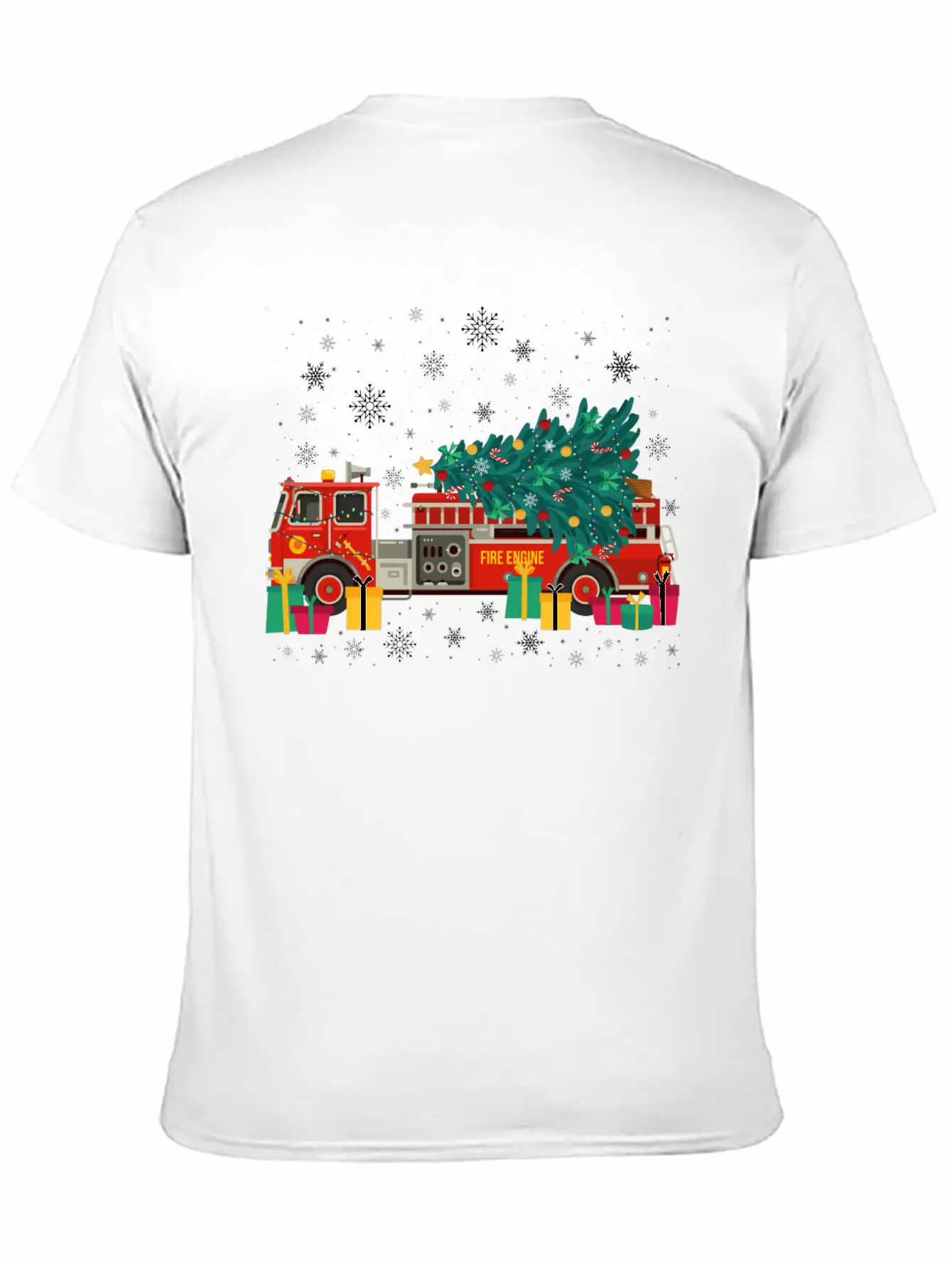 Ambulance Fire Truck Christmas Tree Timeless Short Sleeve Tee – Comfy And Minimalist Design