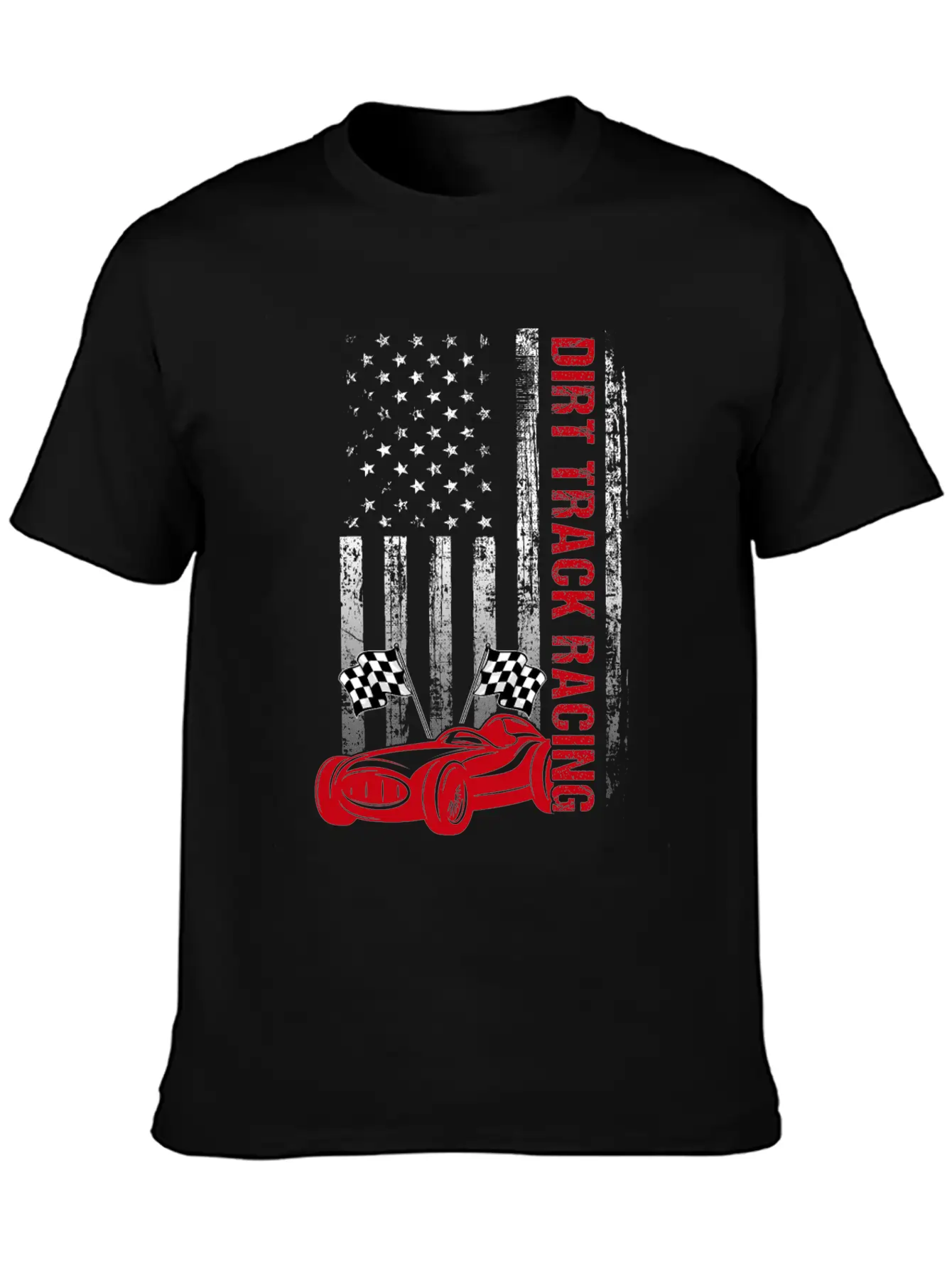 American Flag Dirt Track Racing Car Driver Racer Casual Graphic T-Shirt – Simple And Comfortable Daily Wear
