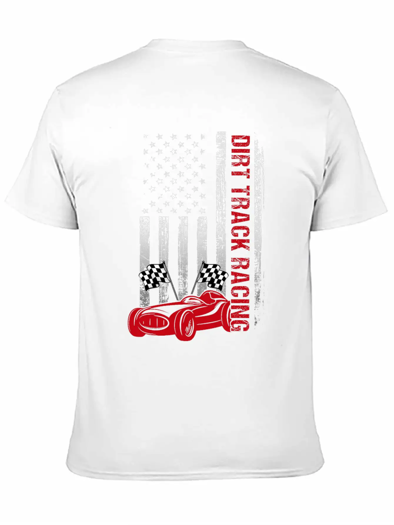 American Flag Dirt Track Racing Car Driver Racer Casual Graphic T-Shirt – Simple And Comfortable Daily Wear