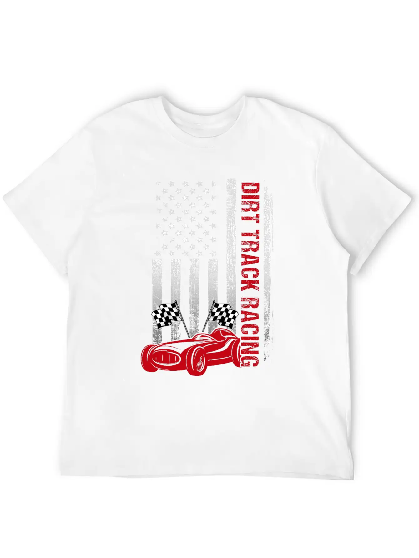American Flag Dirt Track Racing Car Driver Racer Casual Graphic T-Shirt – Simple And Comfortable Daily Wear