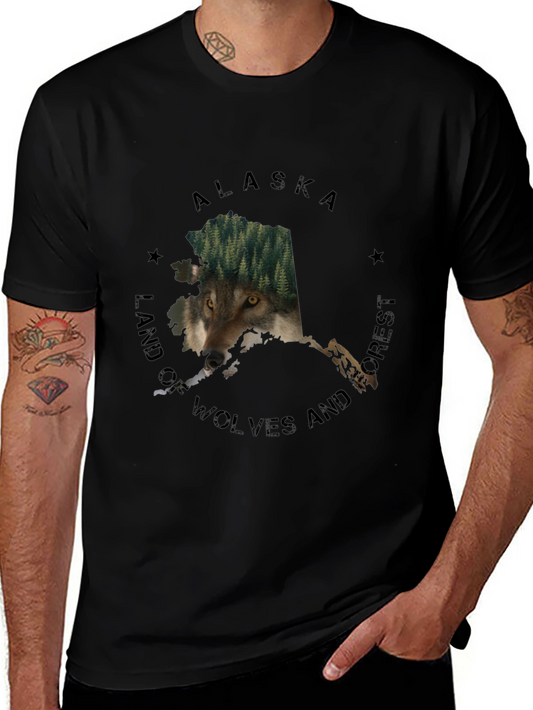 Alaska Wolves and Forest Graphic Tee
