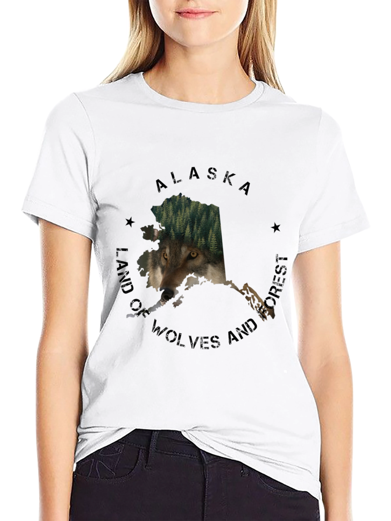Alaska Wolves and Forest Graphic Tee