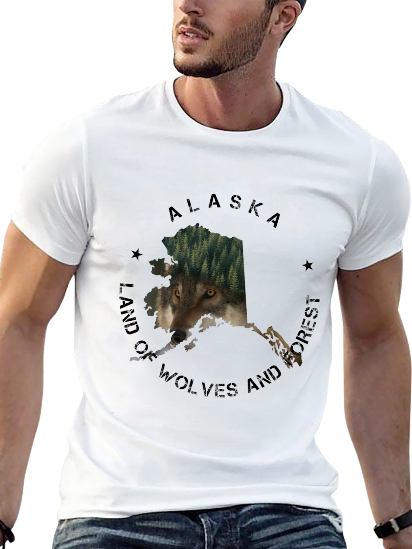 Alaska Wolves and Forest Graphic Tee