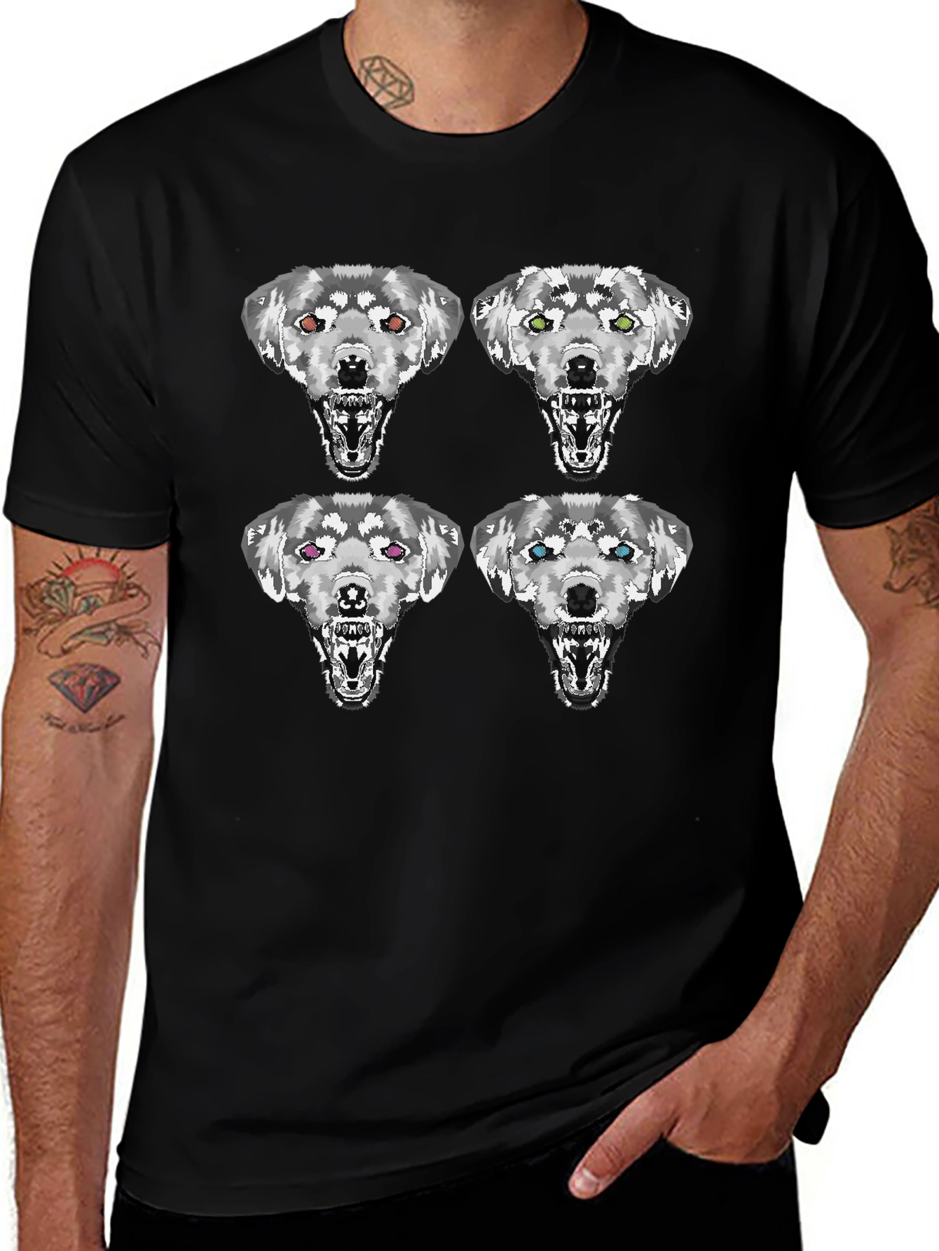 Wolf Pack Graphic T-Shirt - Stylish Black Tee