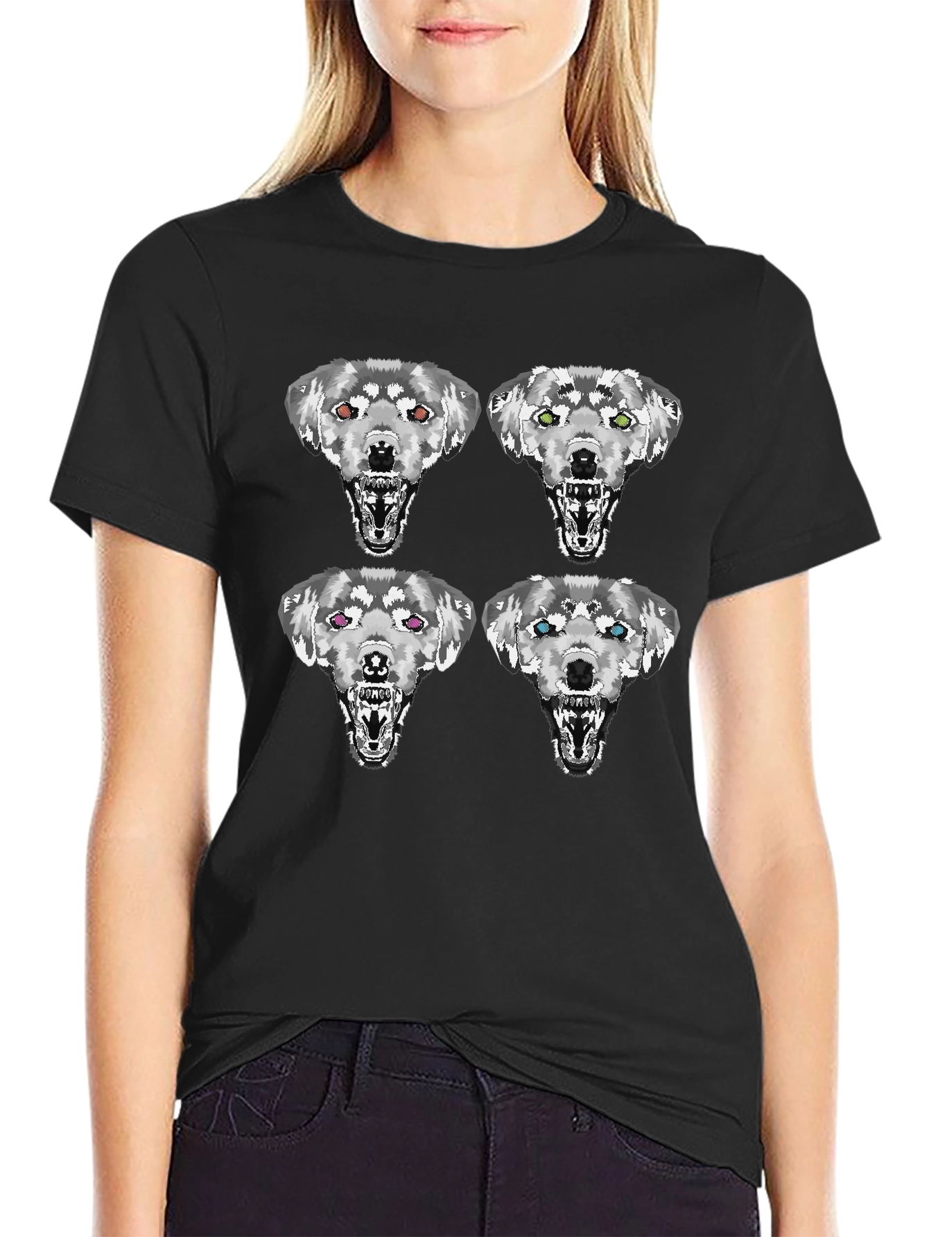 Wolf Pack Graphic T-Shirt - Stylish Black Tee