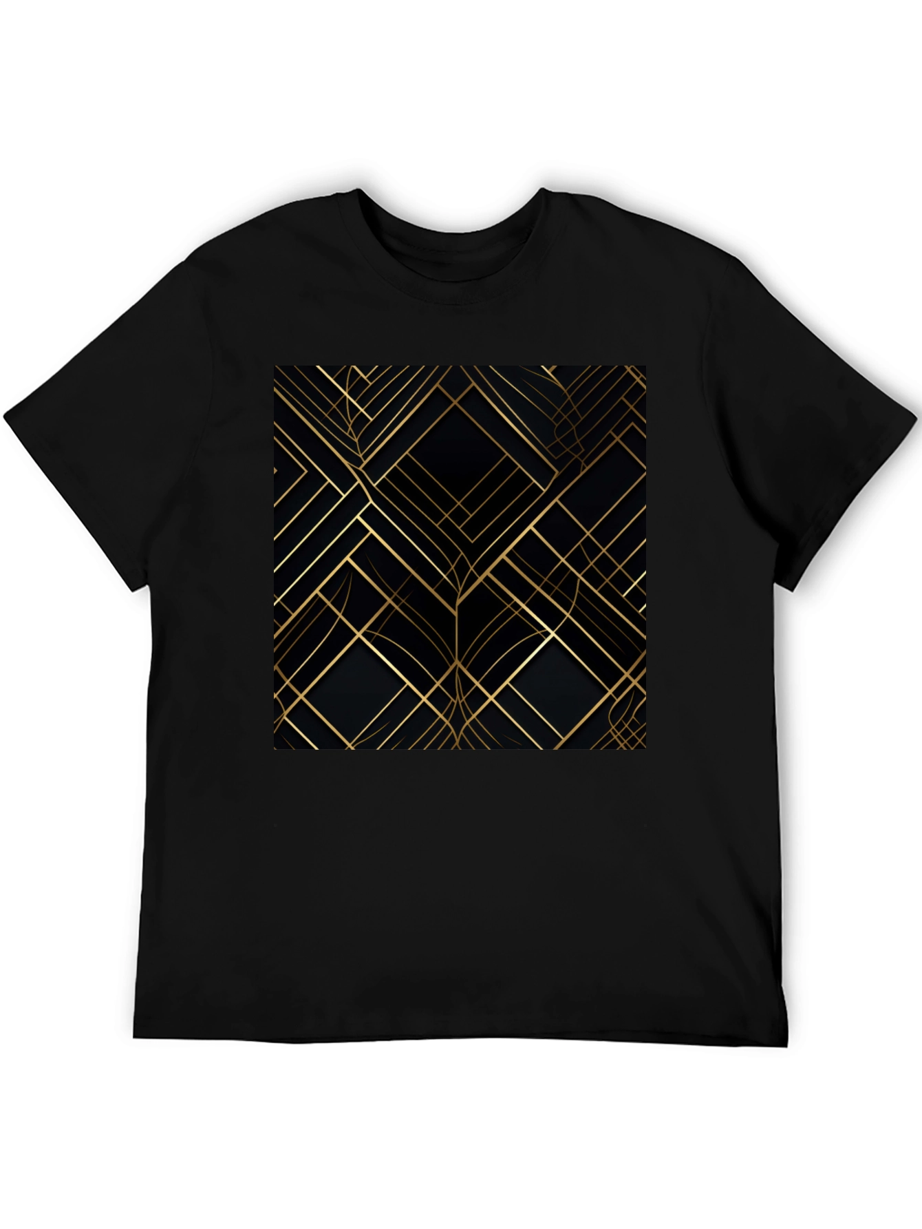 Abstract Geometric Pattern Tee - Gold on Black