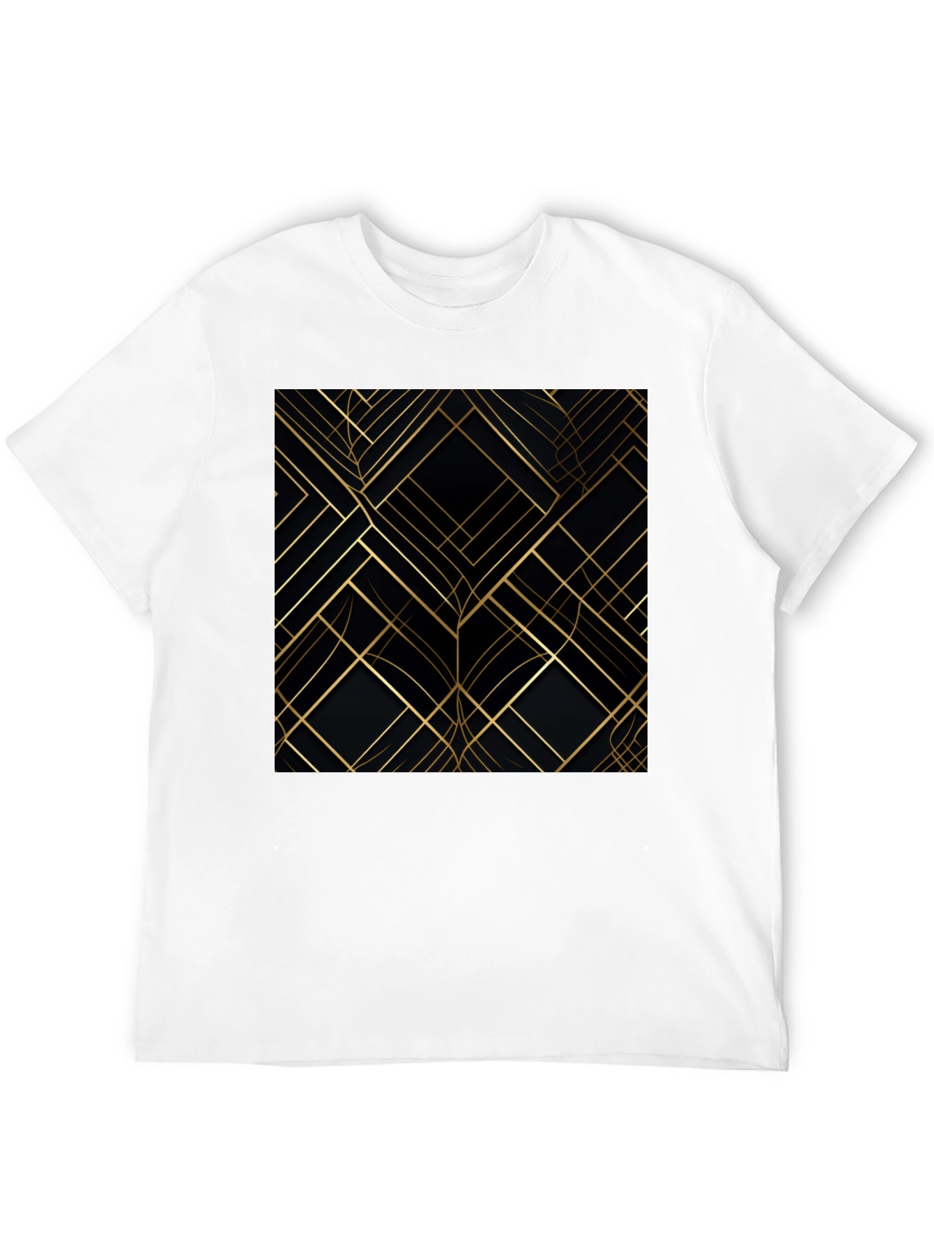 Abstract Geometric Pattern Tee - Gold on Black