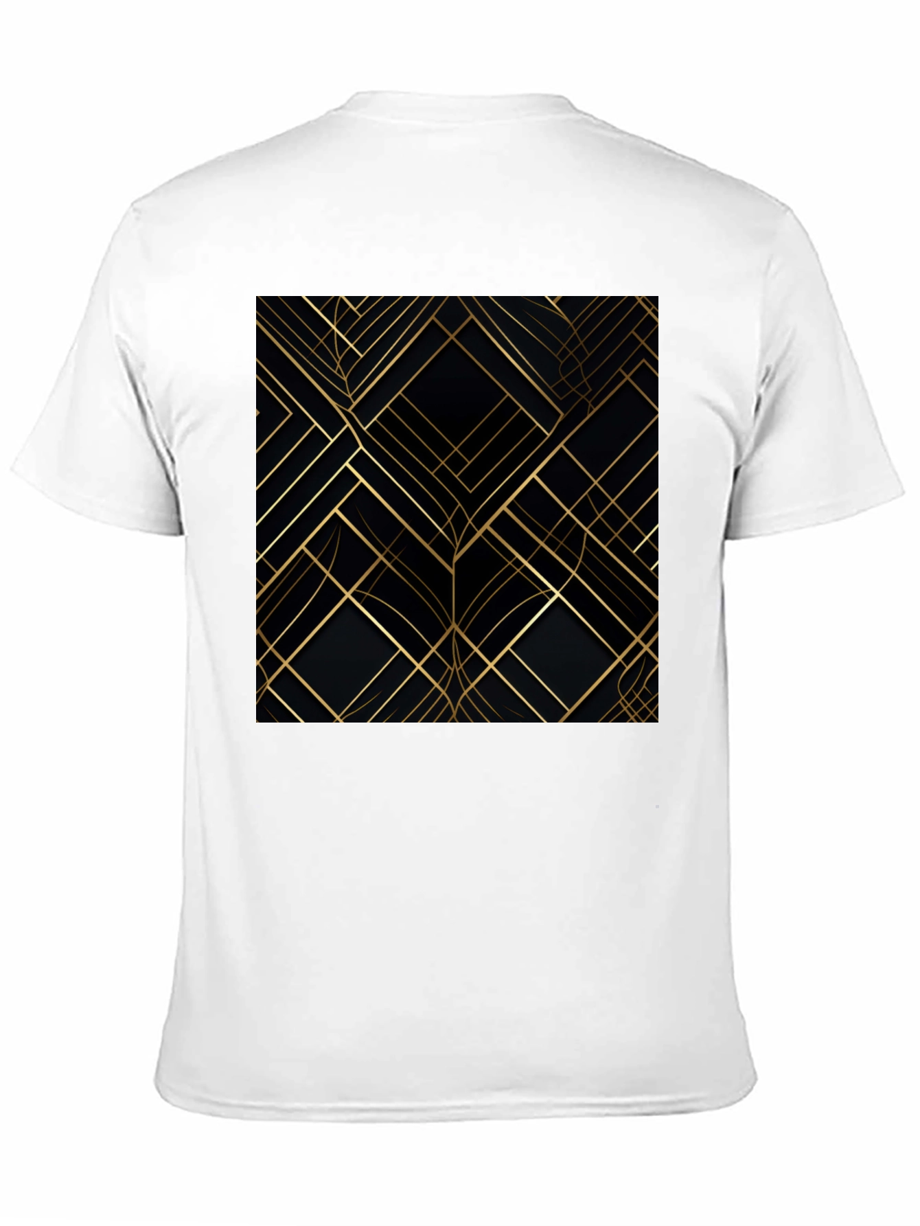 Abstract Geometric Pattern Tee - Gold on Black