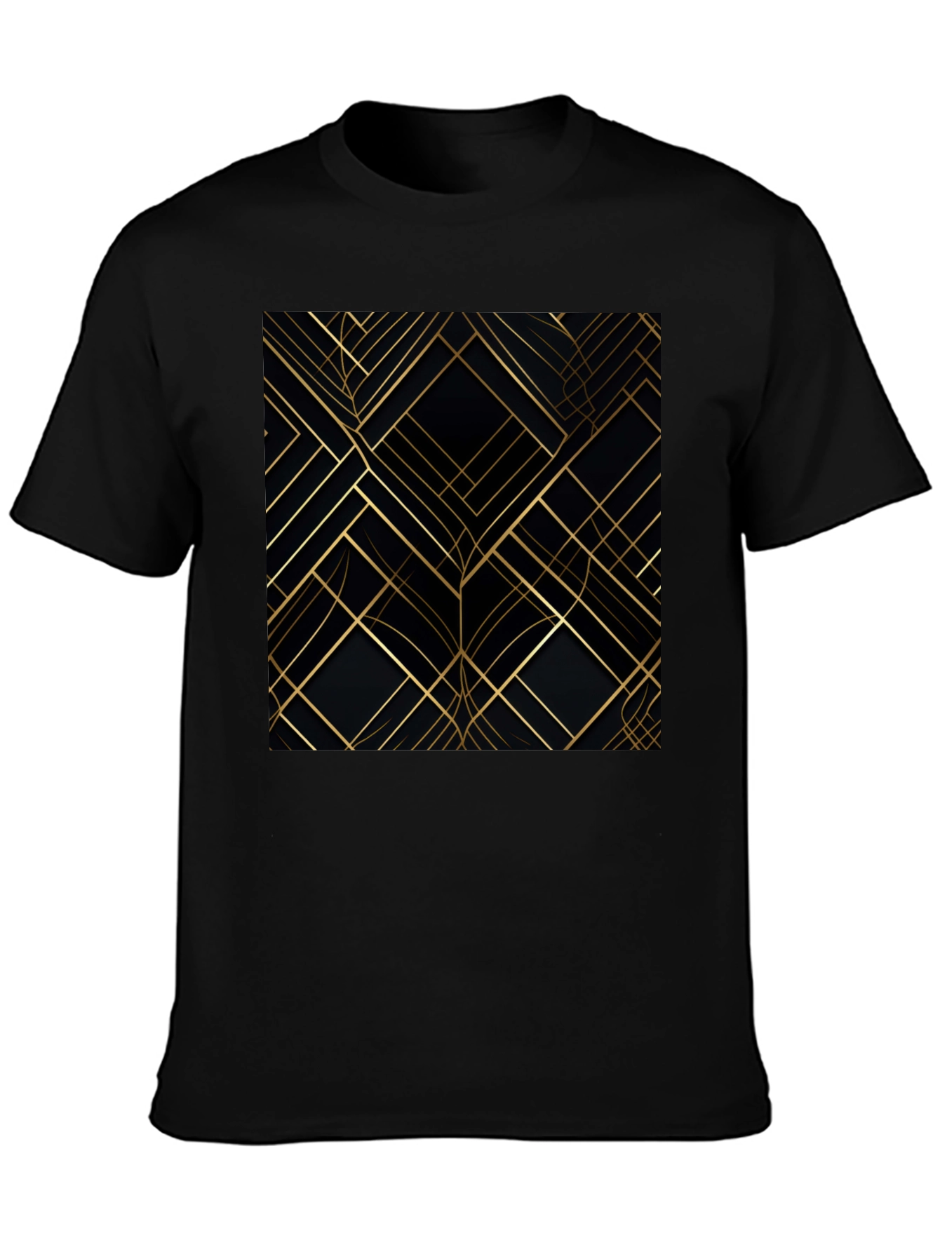 Abstract Geometric Pattern Tee - Gold on Black