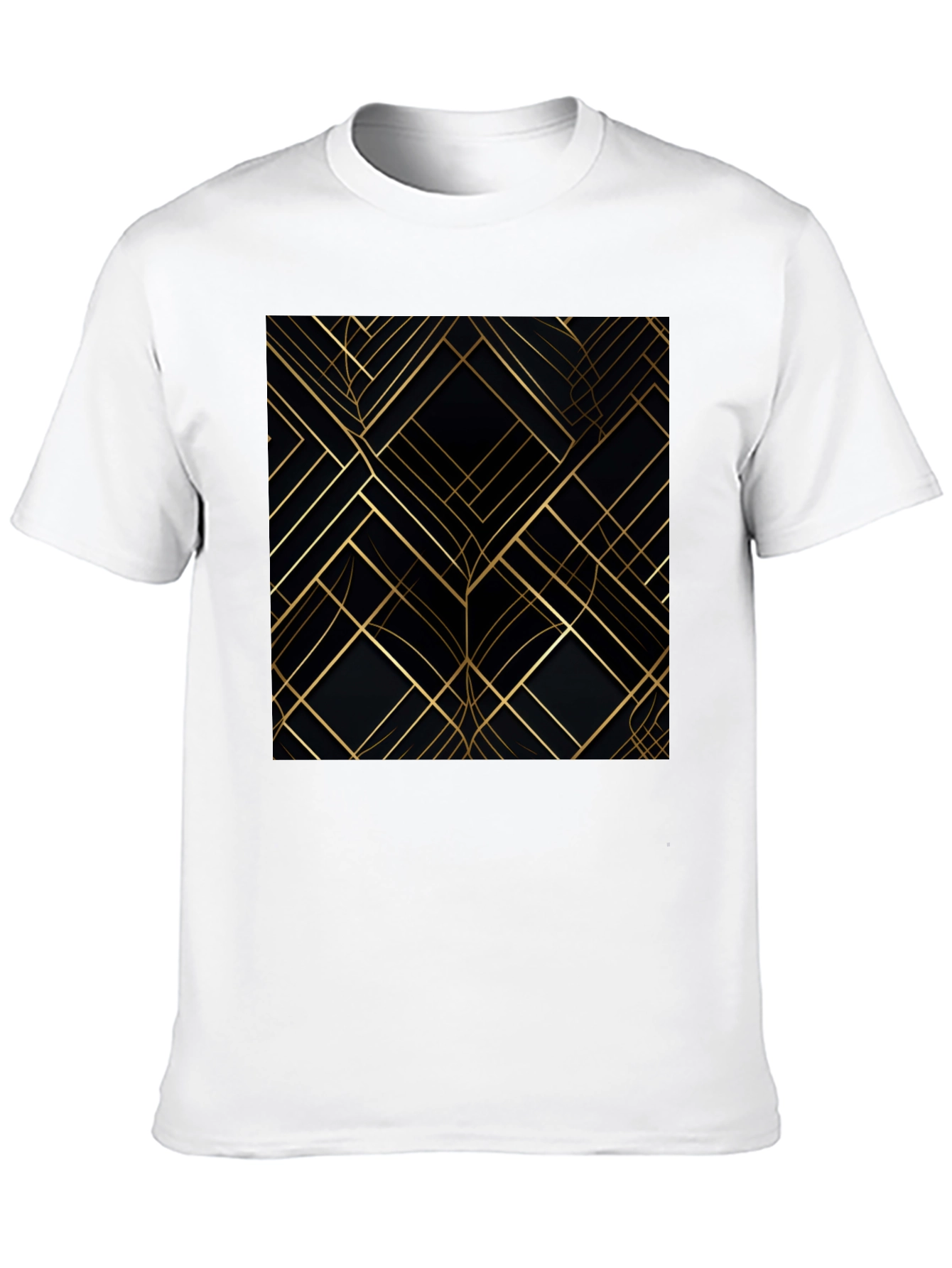 Abstract Geometric Pattern Tee - Gold on Black