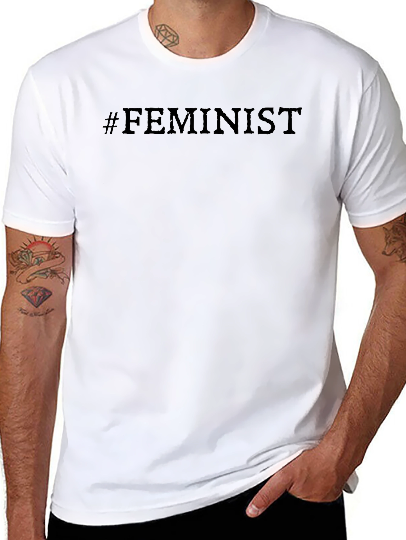 #Feminist Black Unisex T-Shirt - Modern Style
