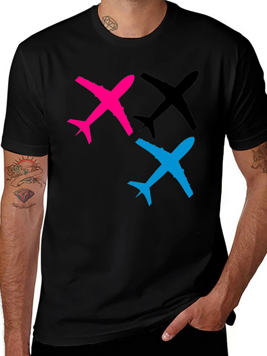 Airplane Graphic Tee - Black Cotton T-Shirt
