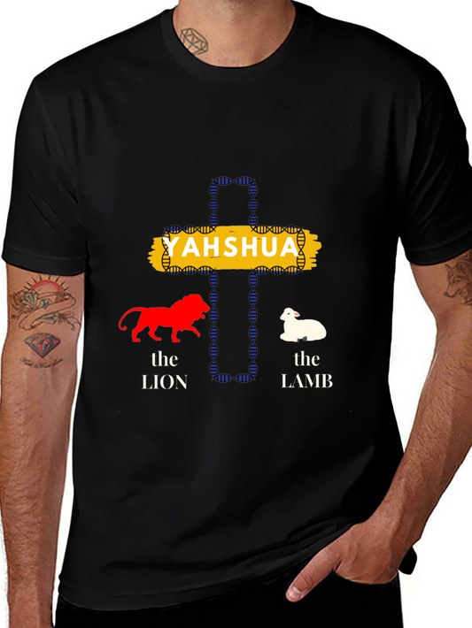 Yahshua Lion and Lamb Graphic Tee - Christian Apparel