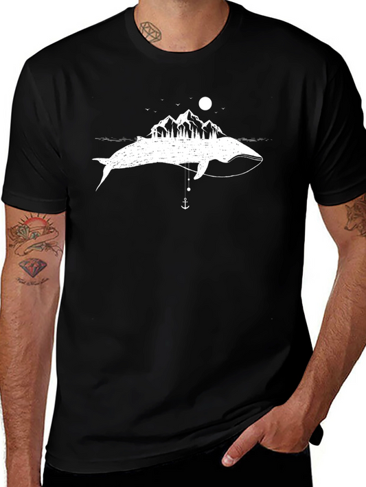 Whimsical Whale Mountain Scene Graphic Tee