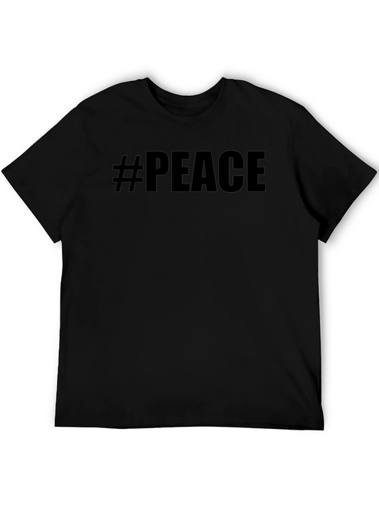 #Peace Graphic Black T-Shirt - Mens Short Sleeve Tee