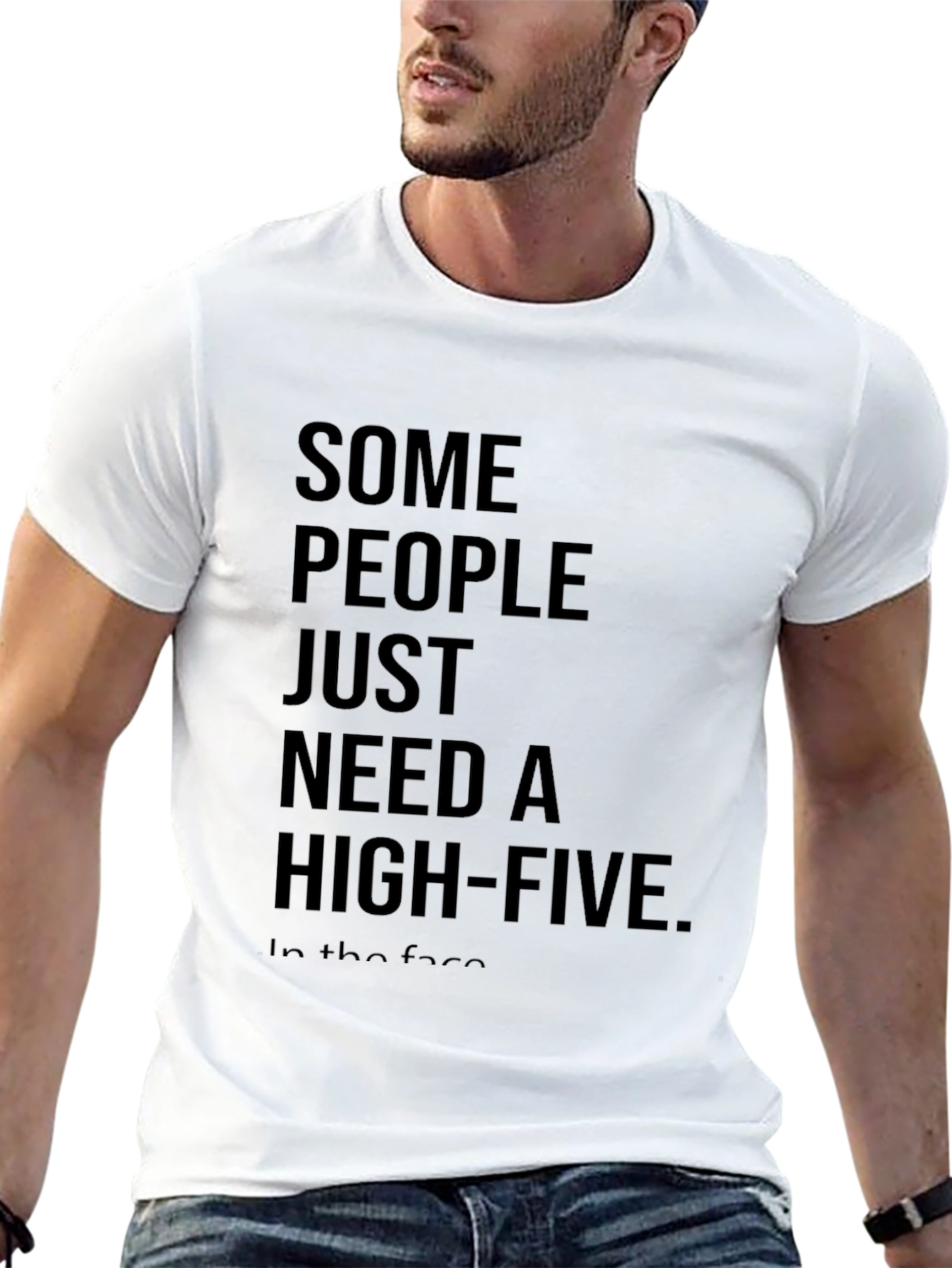Sarcastic High-Five Black Cotton T-Shirt