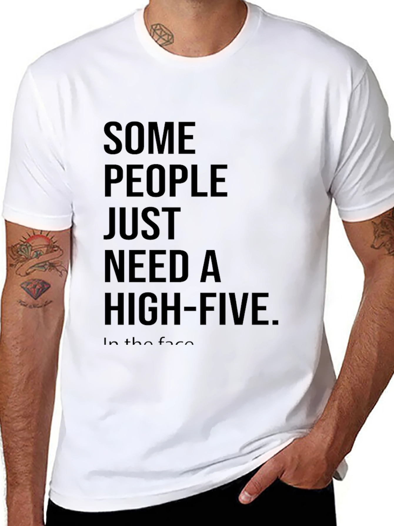 Sarcastic High-Five Black Cotton T-Shirt