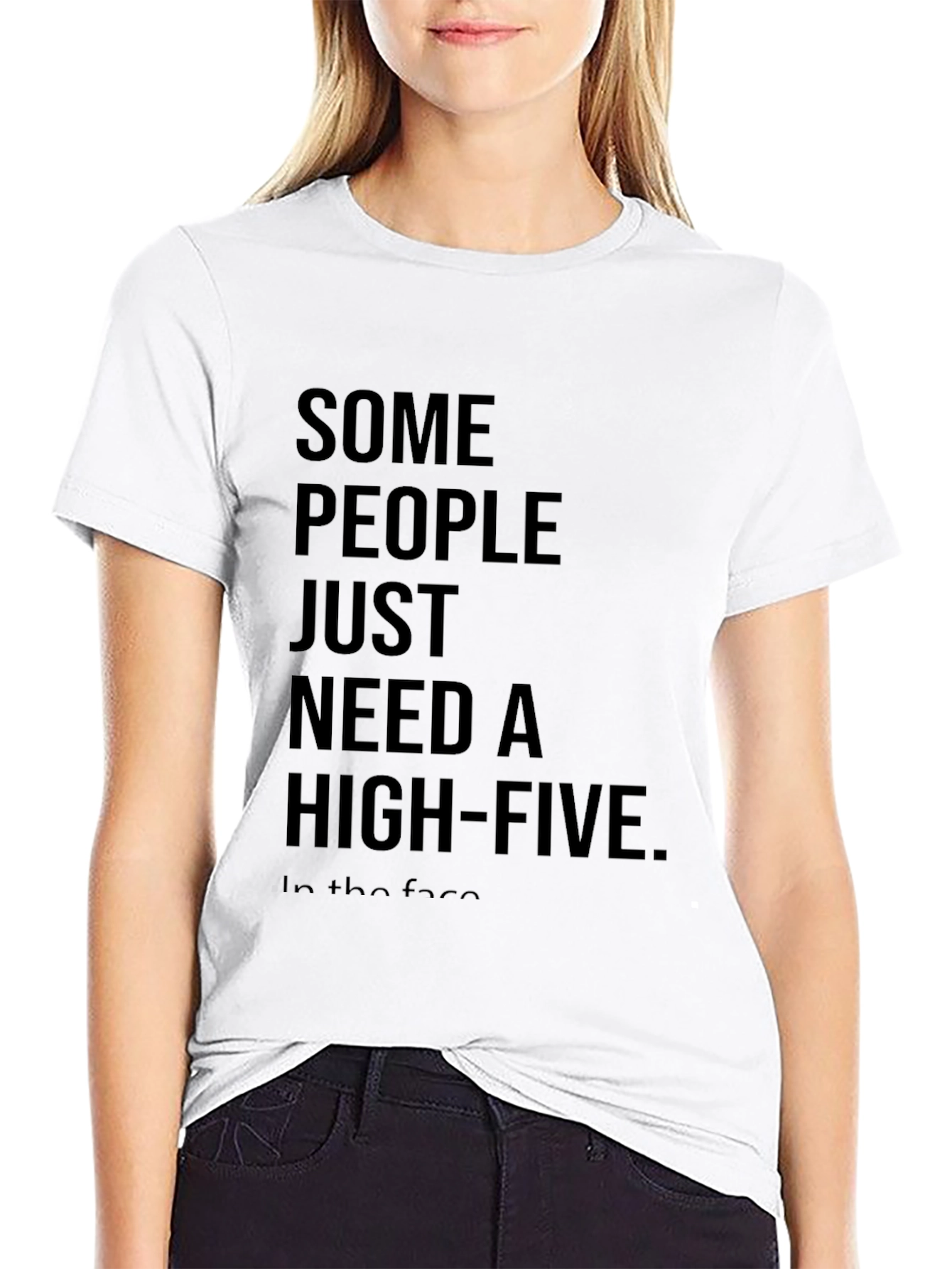 Sarcastic High-Five Black Cotton T-Shirt