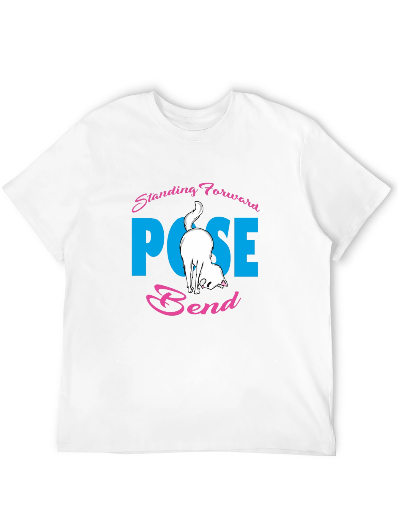 Yoga Cat Black T-Shirt: Forward Bend Pose