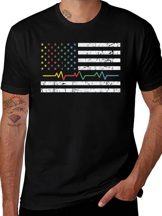 American Flag Heartbeat Graphic Tee