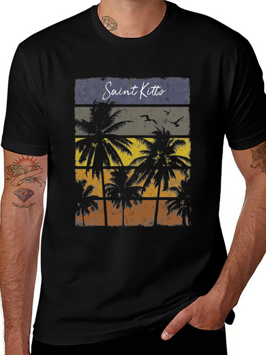 Saint Kitts Palm Tree Retro Graphic Tee
