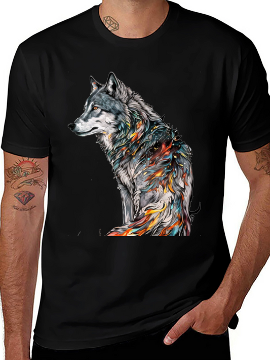 Wolf Graphic Print Black T-Shirt