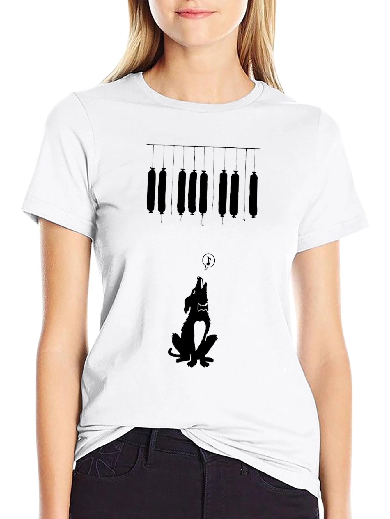 Sausage & Howling Dog Graphic Tee - Black