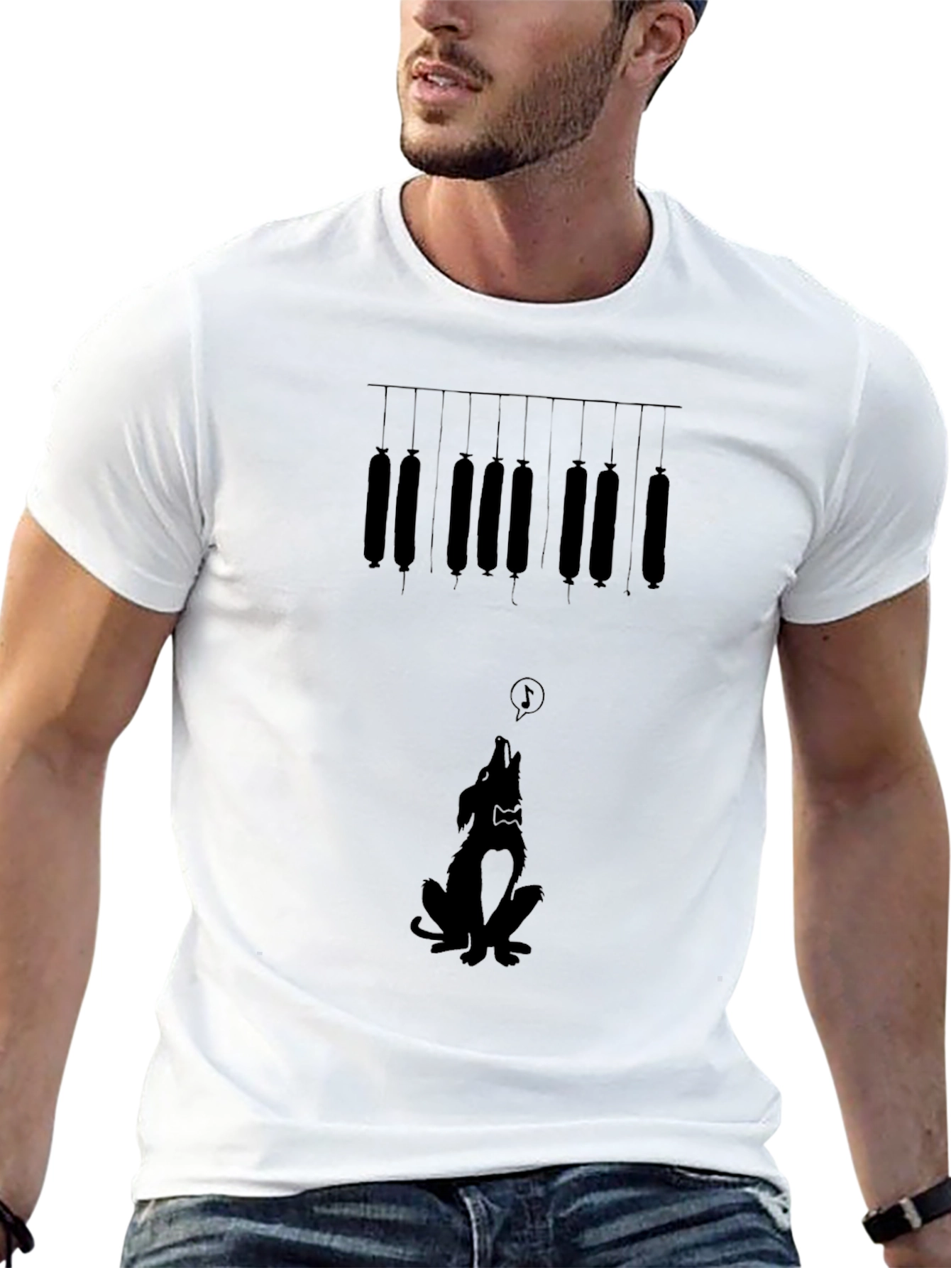 Sausage & Howling Dog Graphic Tee - Black