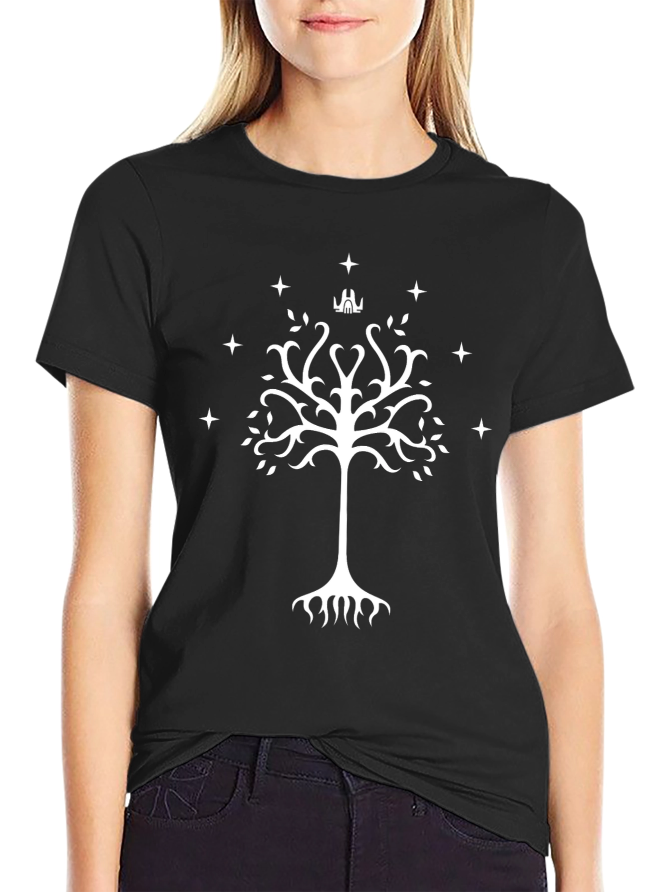 White Tree of Gondor Black T-Shirt