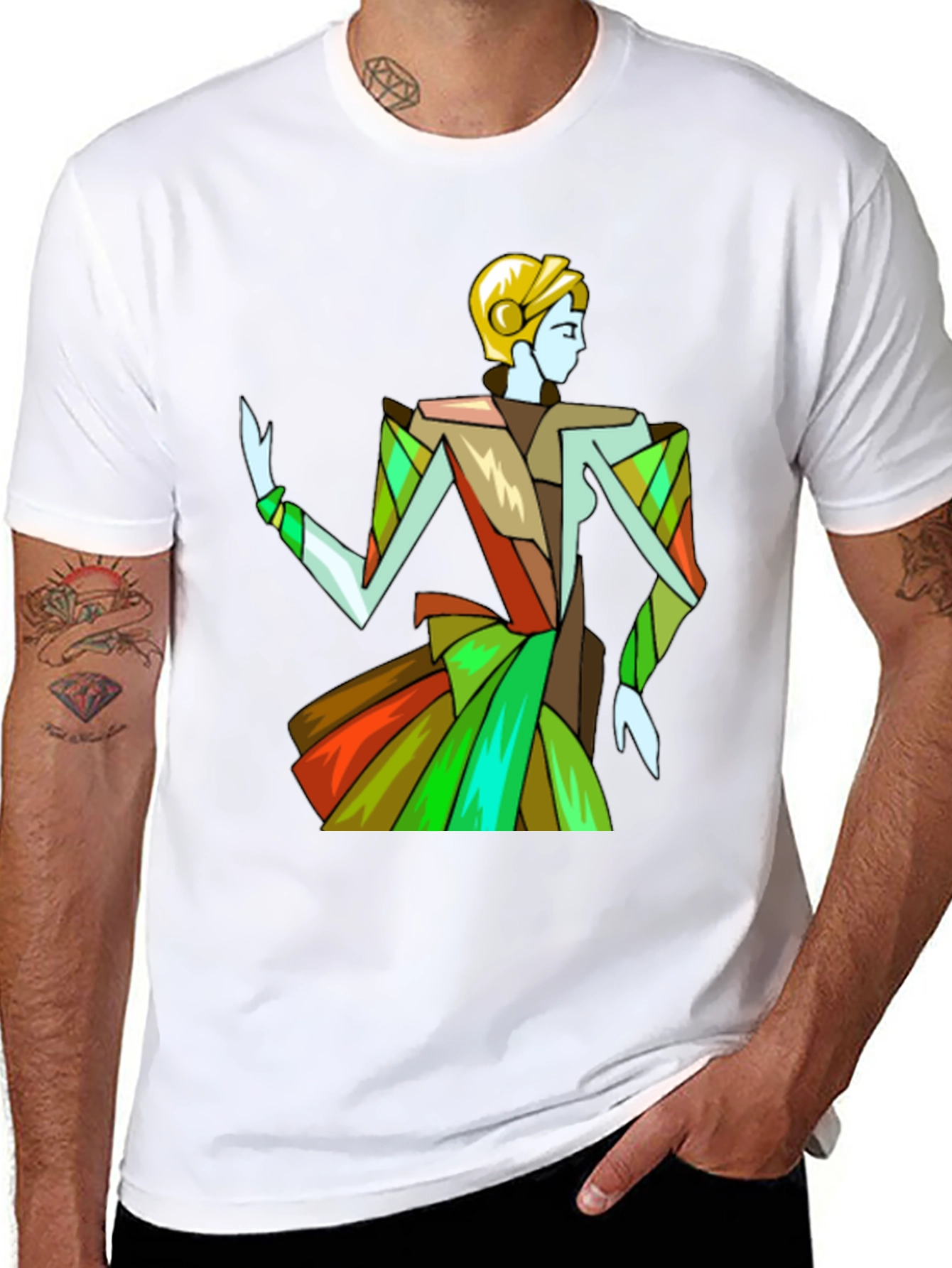 Abstract Woman Graphic Black T-Shirt