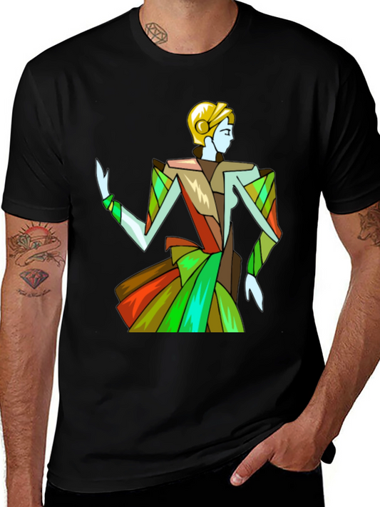 Abstract Woman Graphic Black T-Shirt