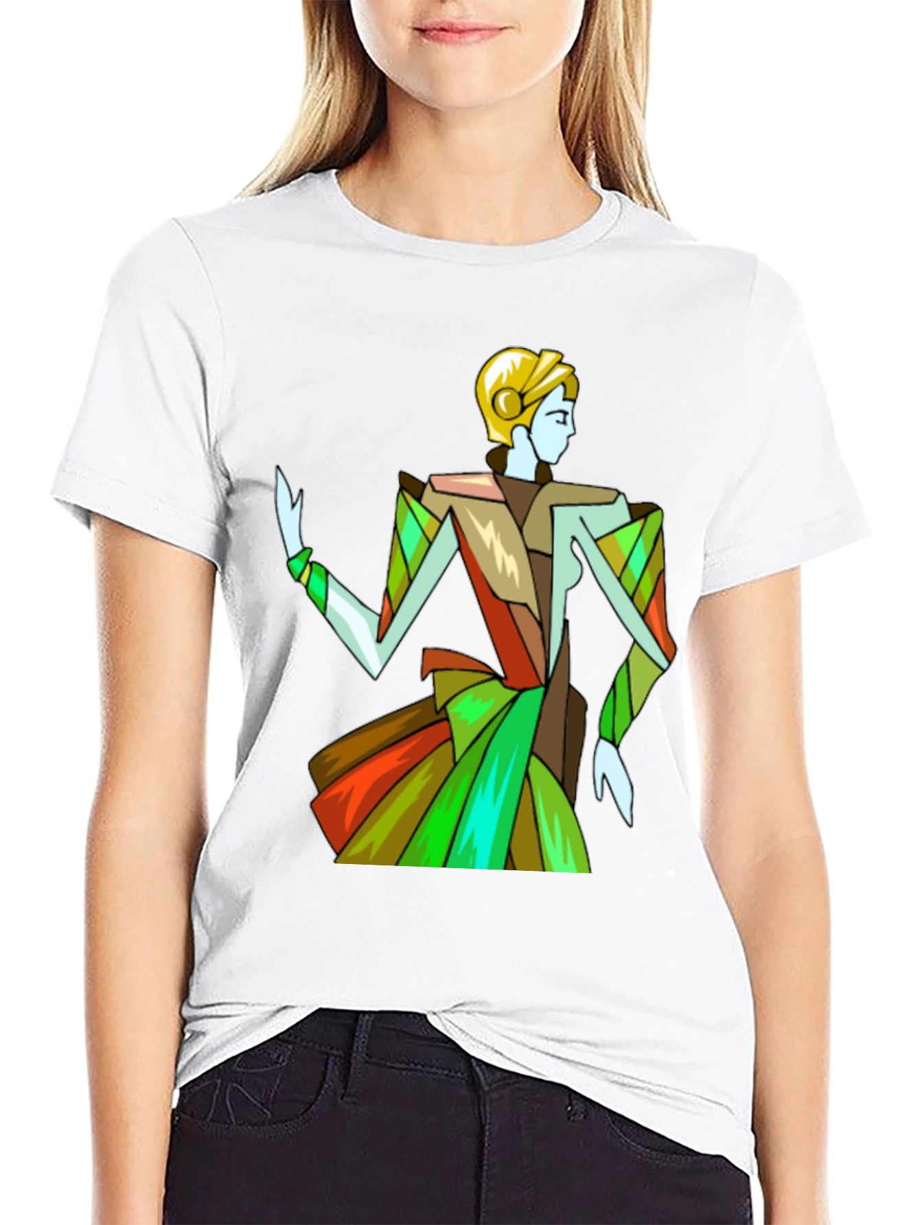 Abstract Woman Graphic Black T-Shirt
